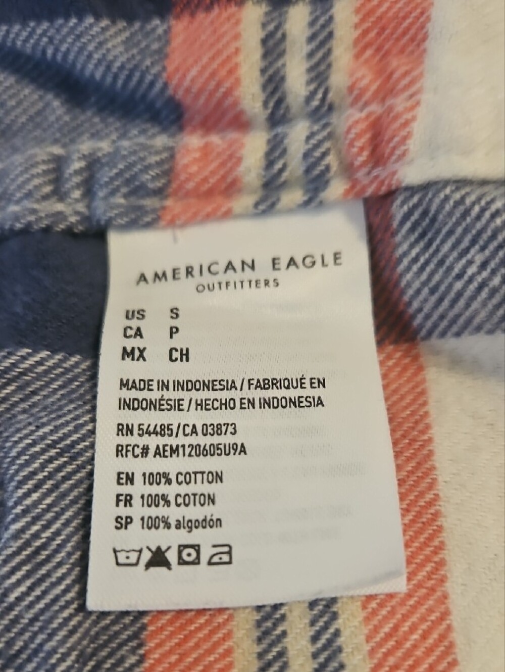 American Eagle Outfitters Red, Blue & White Plaid Button-Down Shirt - Picture 4 of 4